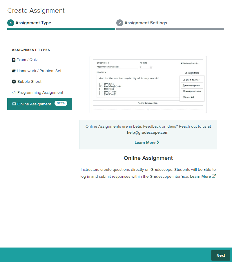 Creating An Online Assignment In Gradescope Staff Guide Digital