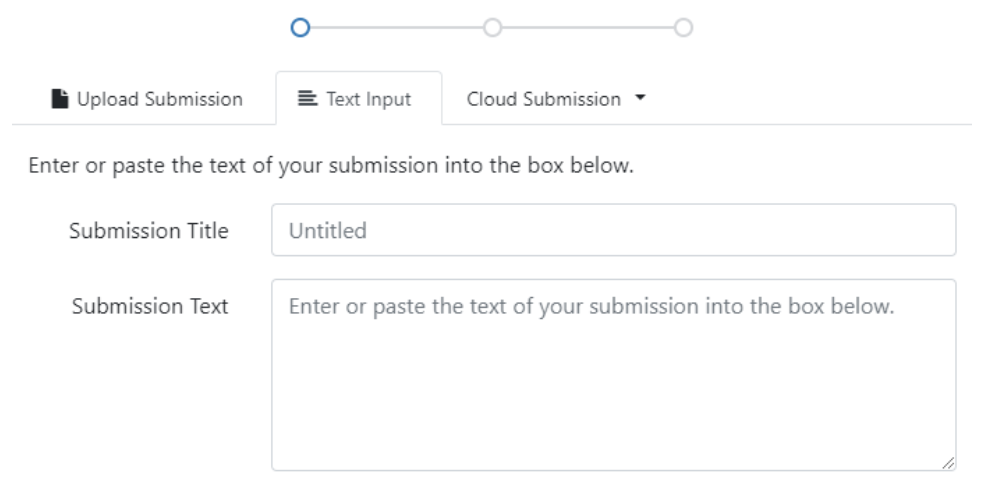 Screenshot of hte Text input submission type