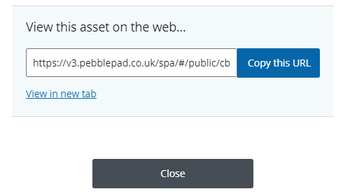 pebblepad share with web url