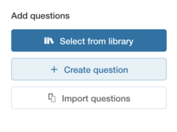 Screenshot showing options for adding questions to evaluation