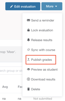 Screenshot showing publish grades option