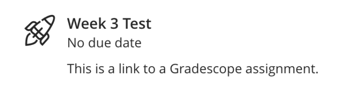 A link to a Gradescope assignment in a module