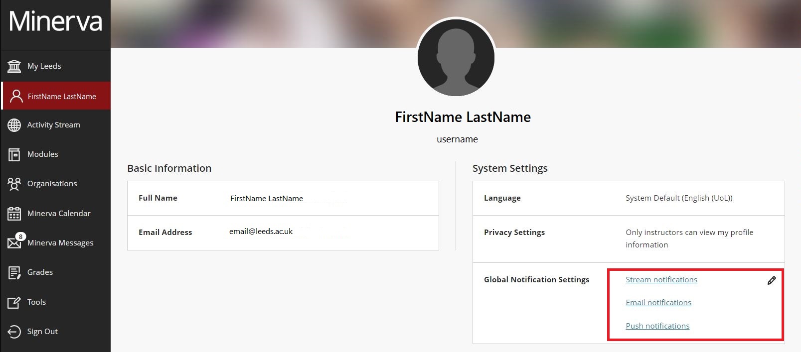Change your notification settings in Minerva - Student Guide | Digital ...