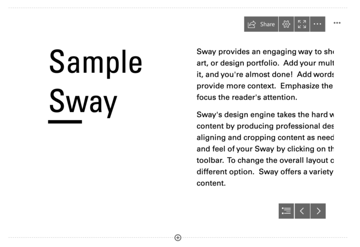 Embedded Sway content that has been resized to be larger
