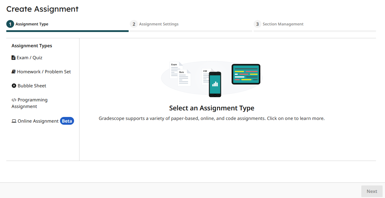 Create Assignment - Type