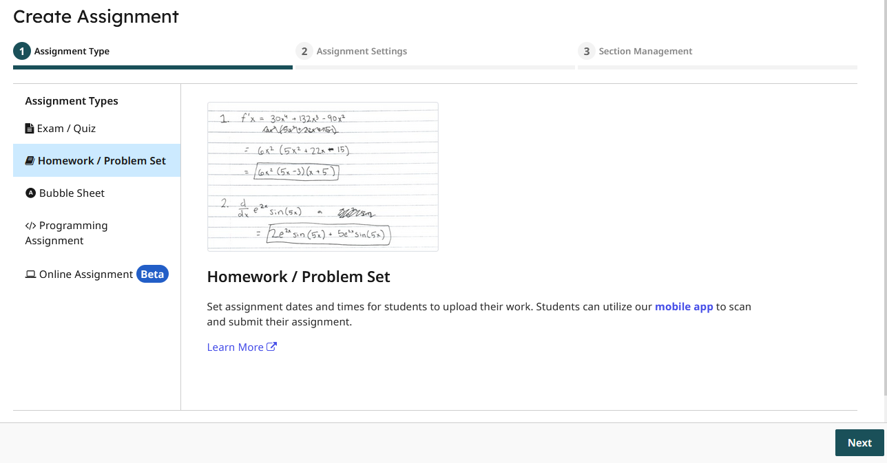 Create Assignment - Homework / Problem Set