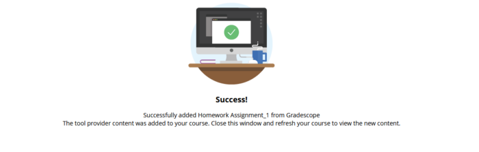 Gradescope Successfully Added Assignment