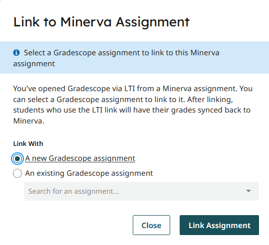 Link to Minerva Assignment - Gradescope