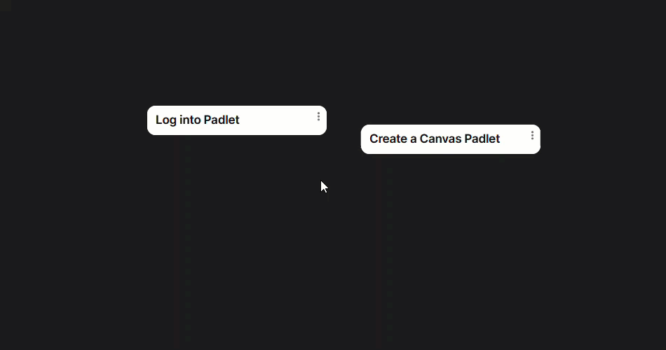 gif of editor connecting one post to another in a canvas padlet