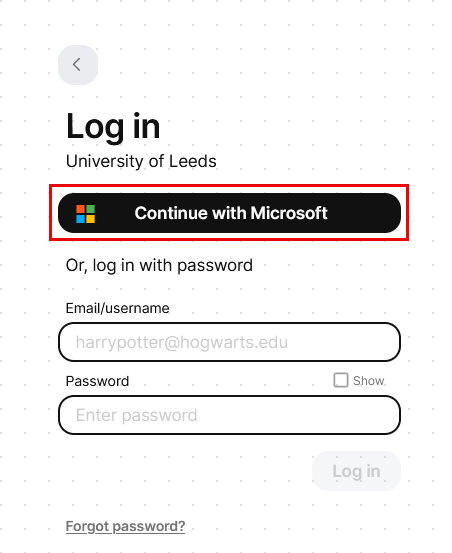 screenshot of log in with microsoft button in padlet log in