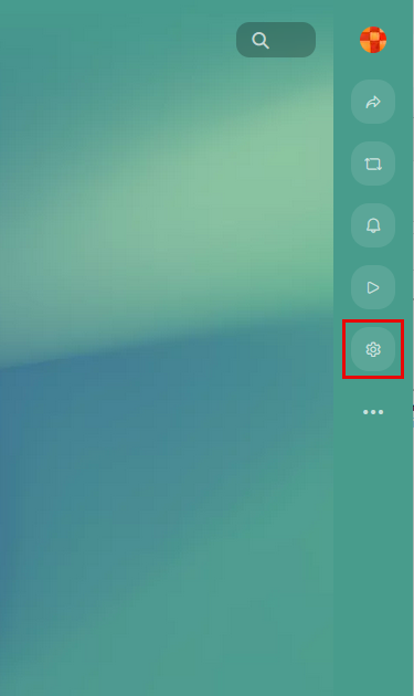screenshot of highlighted cog icon for settings in padlet