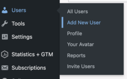 Menu option to add user