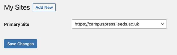 image showing how to set a primary site