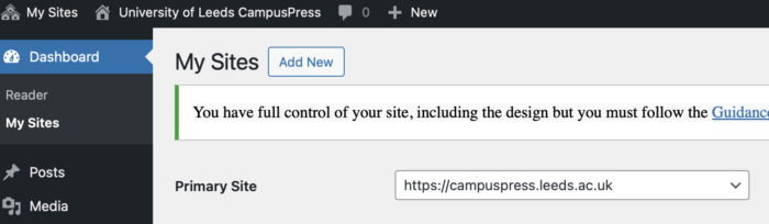 Add new to create a new blog