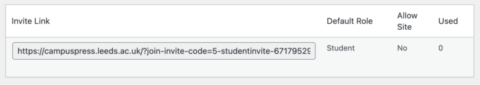 image shows the invite link