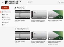 An Image showing the Panopto interface, including a grid view of videos.
