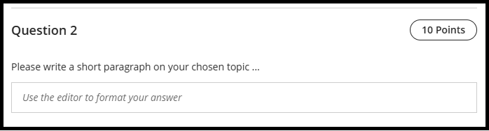 A question in a Test where you can use the text editor