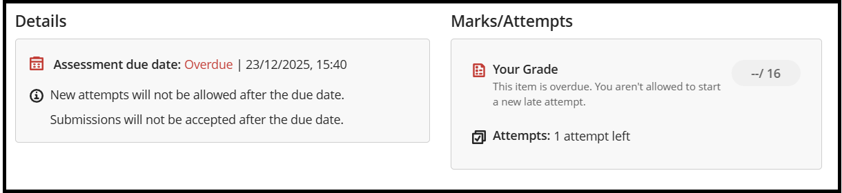 Message shown when a late attempt is not allowed