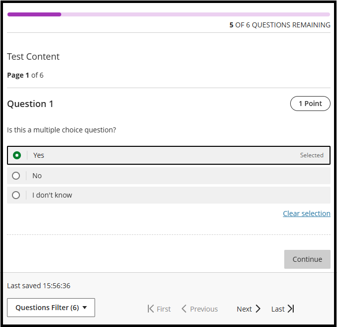 Image showing navigation features in a Test