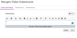 Instructions panel on Blackboard Assignment.