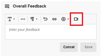 The Feedback box, with the audio/video recording icon highlighted. 